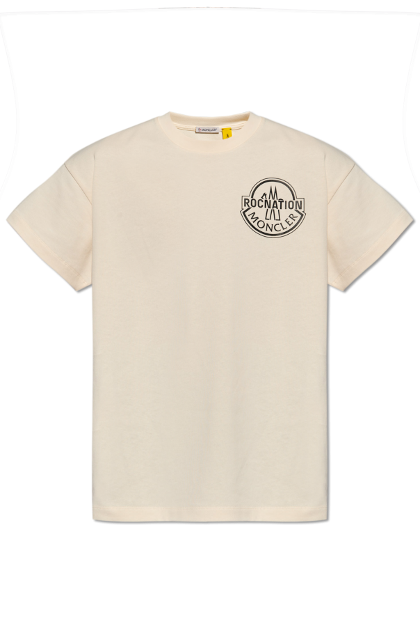 希少【MONCLER】X Roc Nation By Jay-ZロゴTシャツ Moncler x Roc Nation by Jay-Z Logo T-Shirt Off White Men's